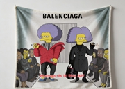 Balenciaga Simpsons Cartoon Flannel Sofa Throw Blanket BA195